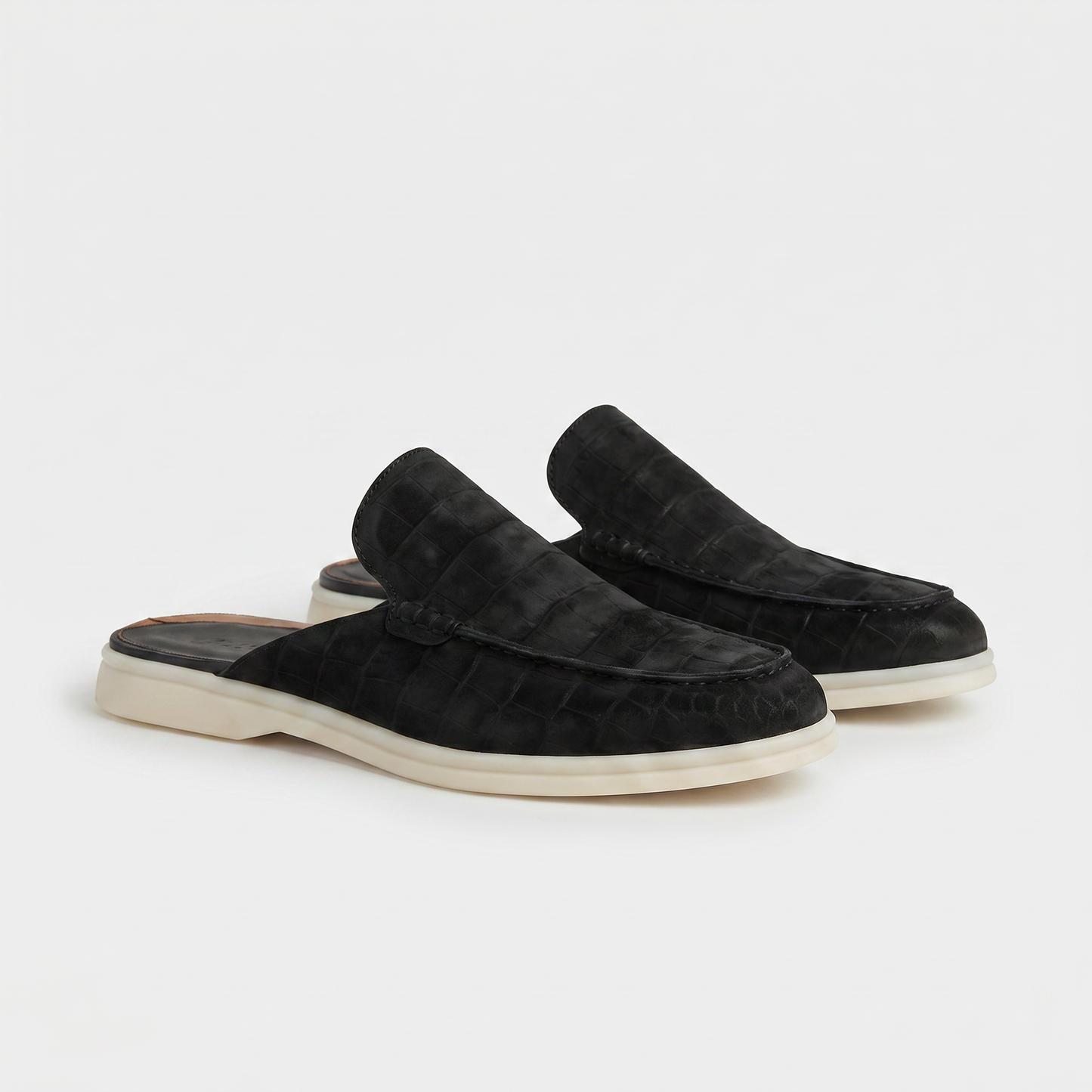 The Aurea Positano Mules de Piel con Grabado de Cocodrilo
