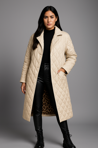 LUPARD–Abrigo acolchado reversible con forro de leopardo