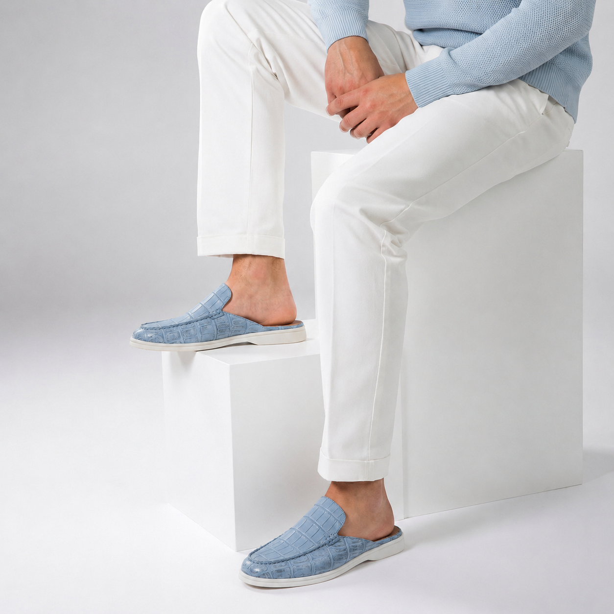 Mule piel de cocodrilo Azul | Edición Limitada
