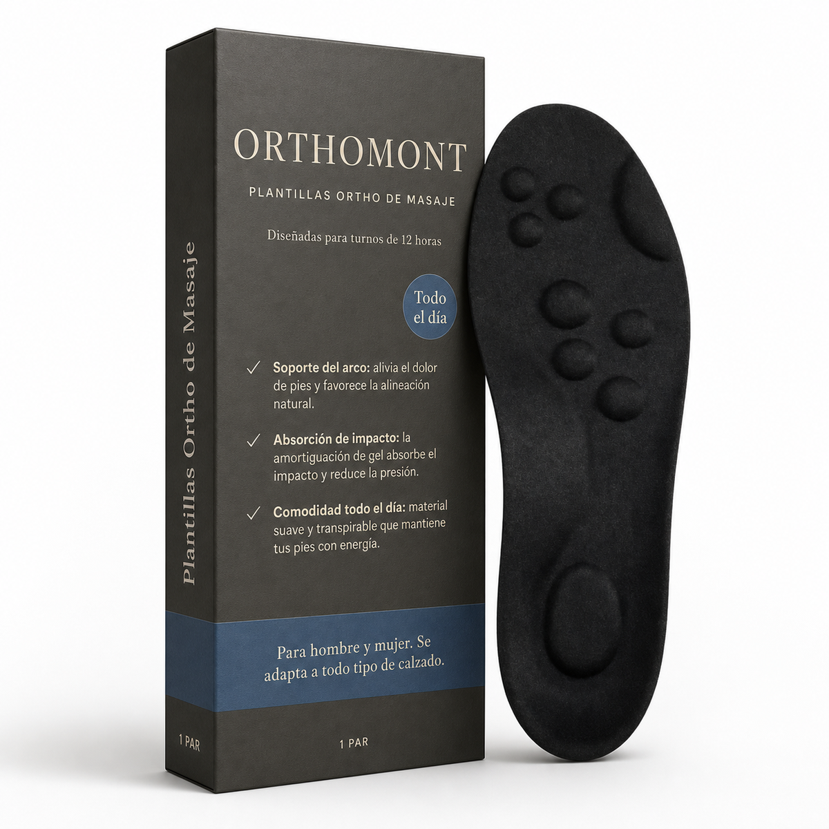 Plantillas de masaje Orthomont – Comodidad para turnos de 12 horas