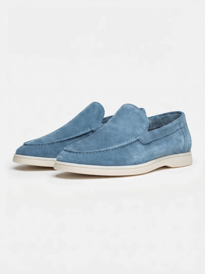 AMALFI Talisman Yacht Loafers in Sapphire Blue Suede Leather