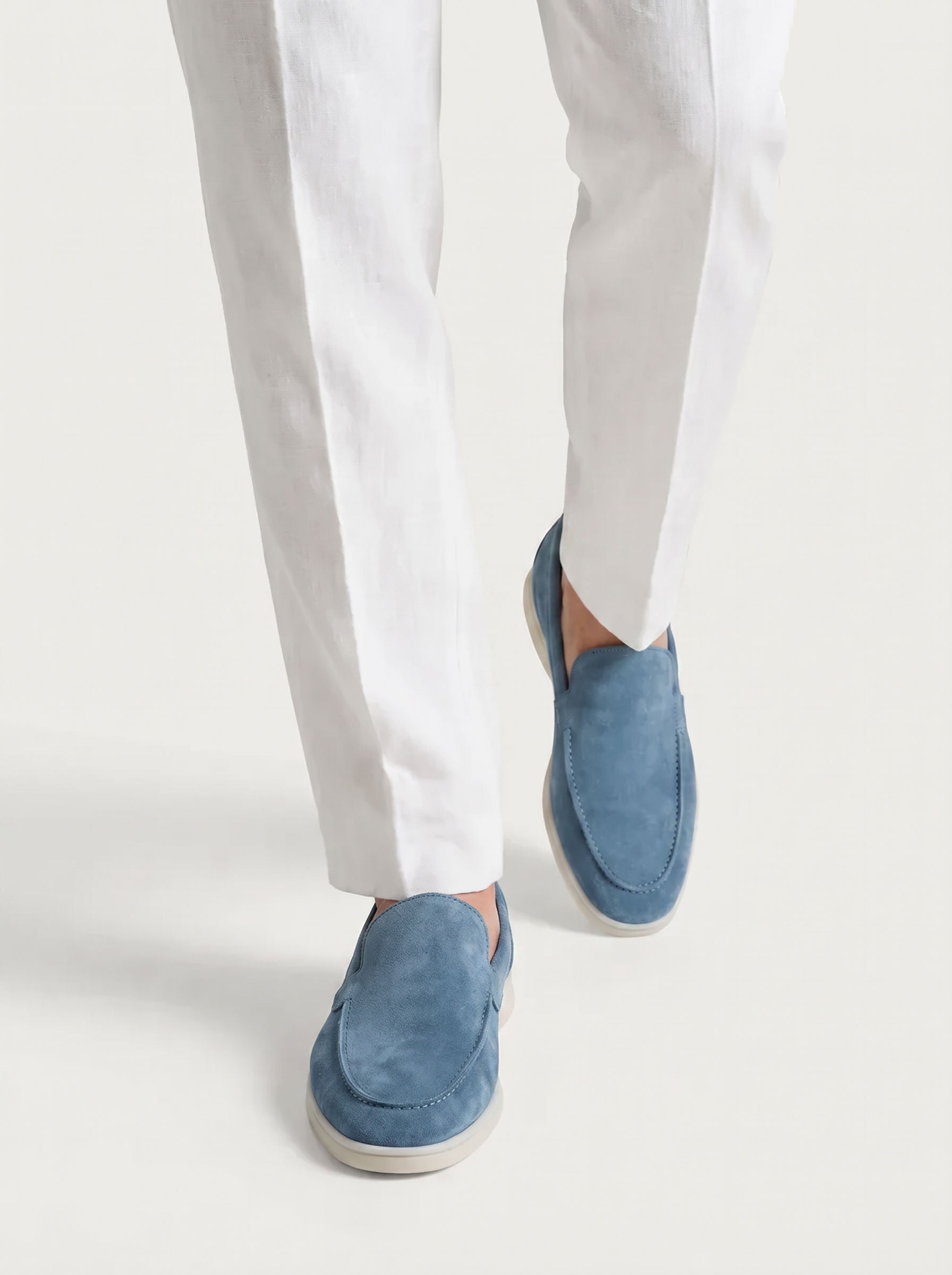 AMALFI Talisman Yacht Loafers in Sapphire Blue Suede Leather