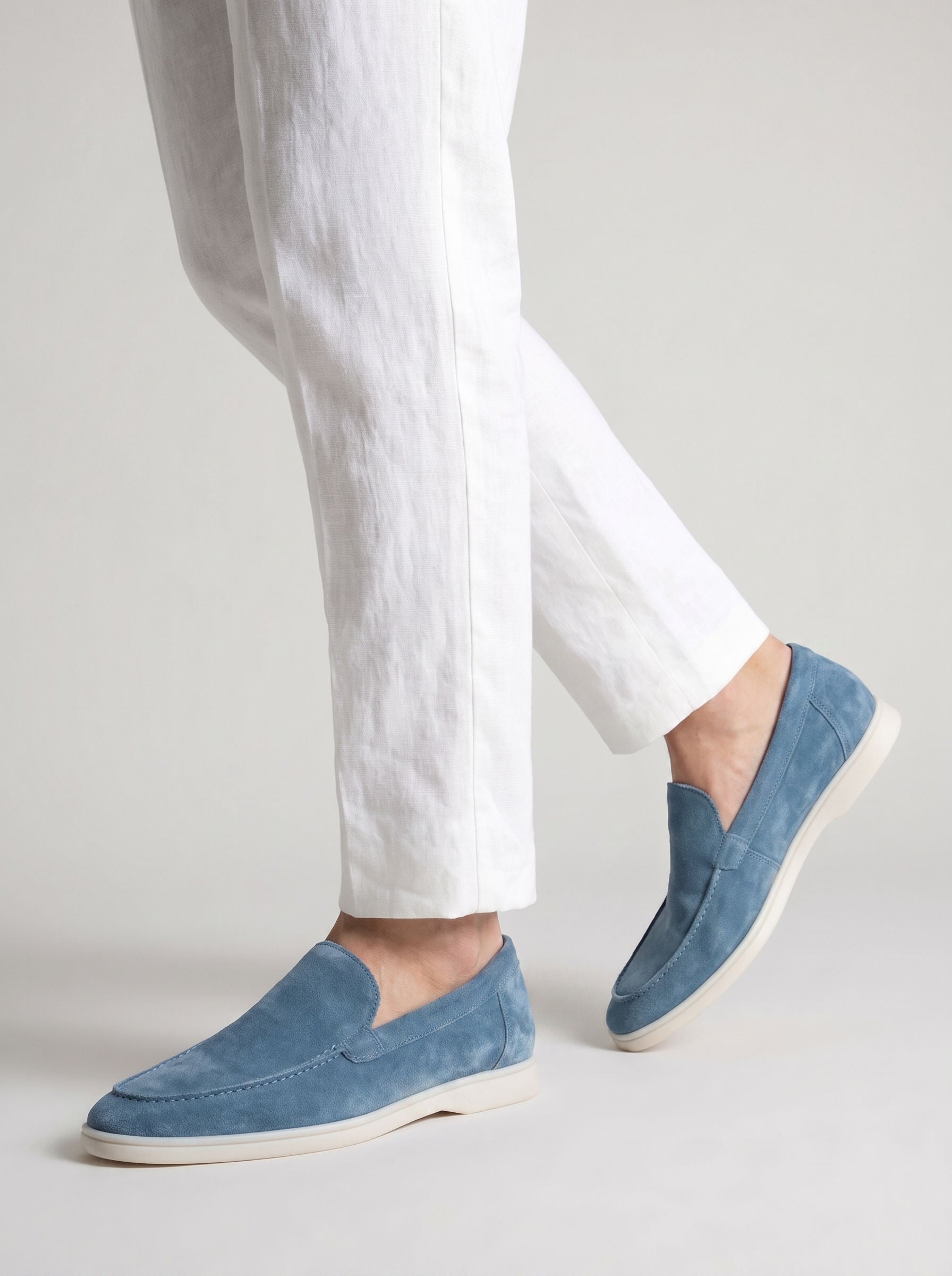 AMALFI Talisman Yacht Loafers in Sapphire Blue Suede Leather