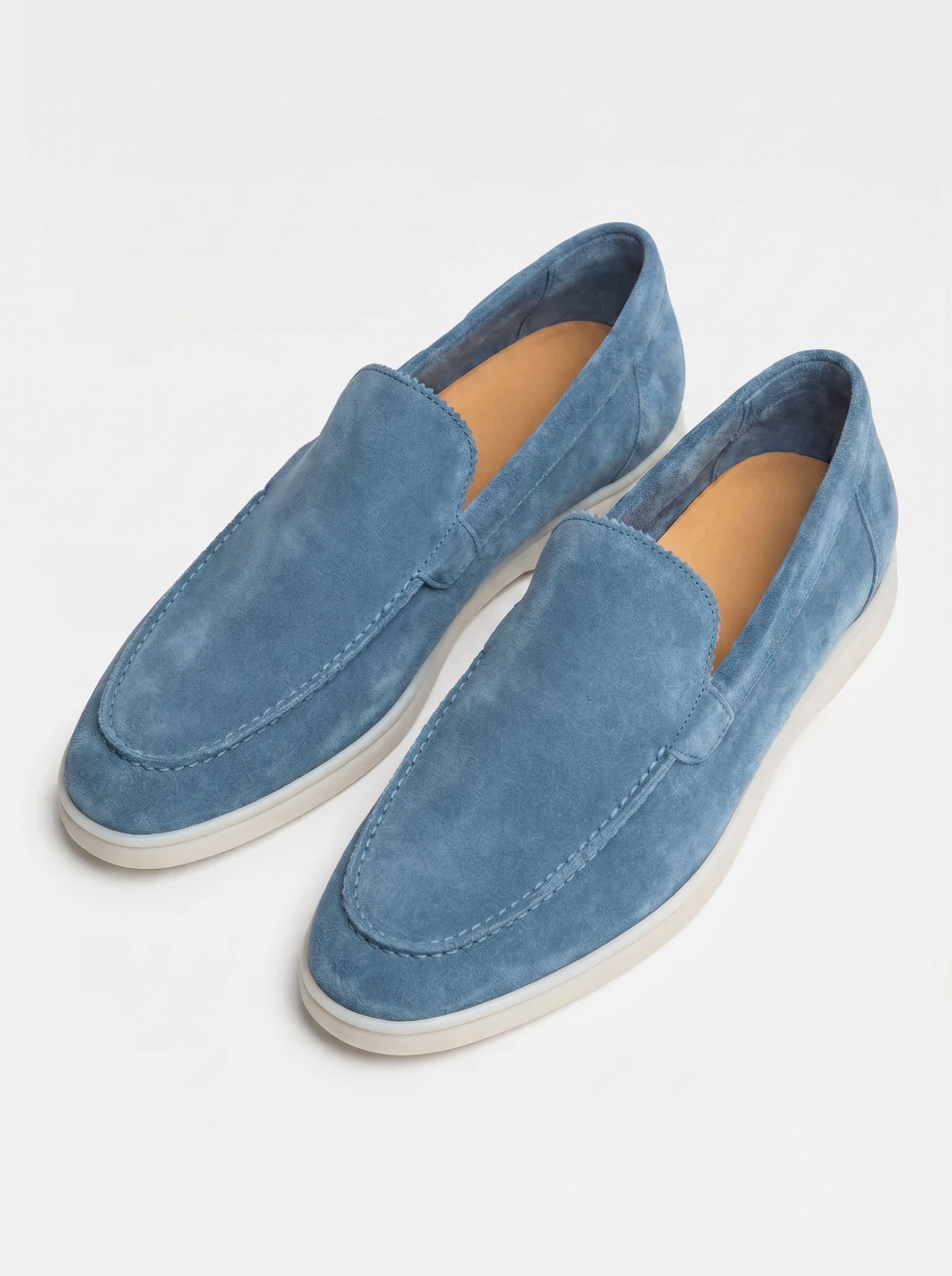 AMALFI Talisman Yacht Loafers in Sapphire Blue Suede Leather