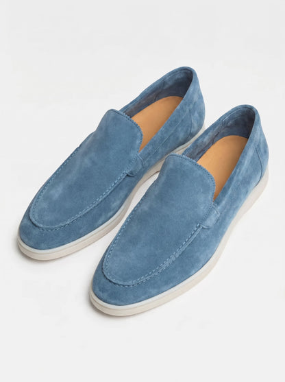 AMALFI Talisman Yacht Loafers in Sapphire Blue Suede Leather
