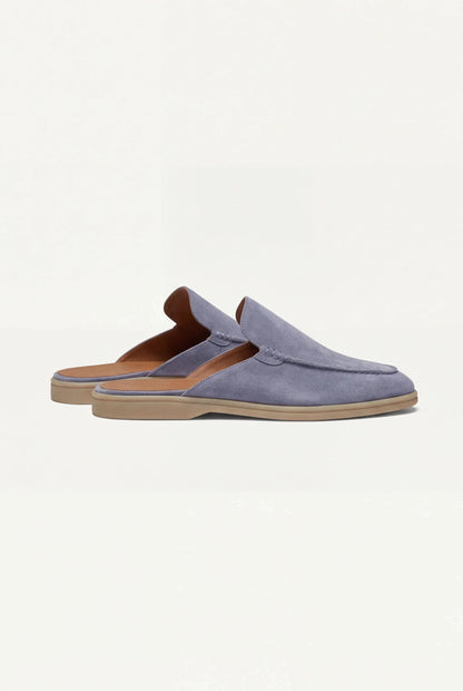 The Aurea Yacht Mule Suede Slip-on Baby Blue