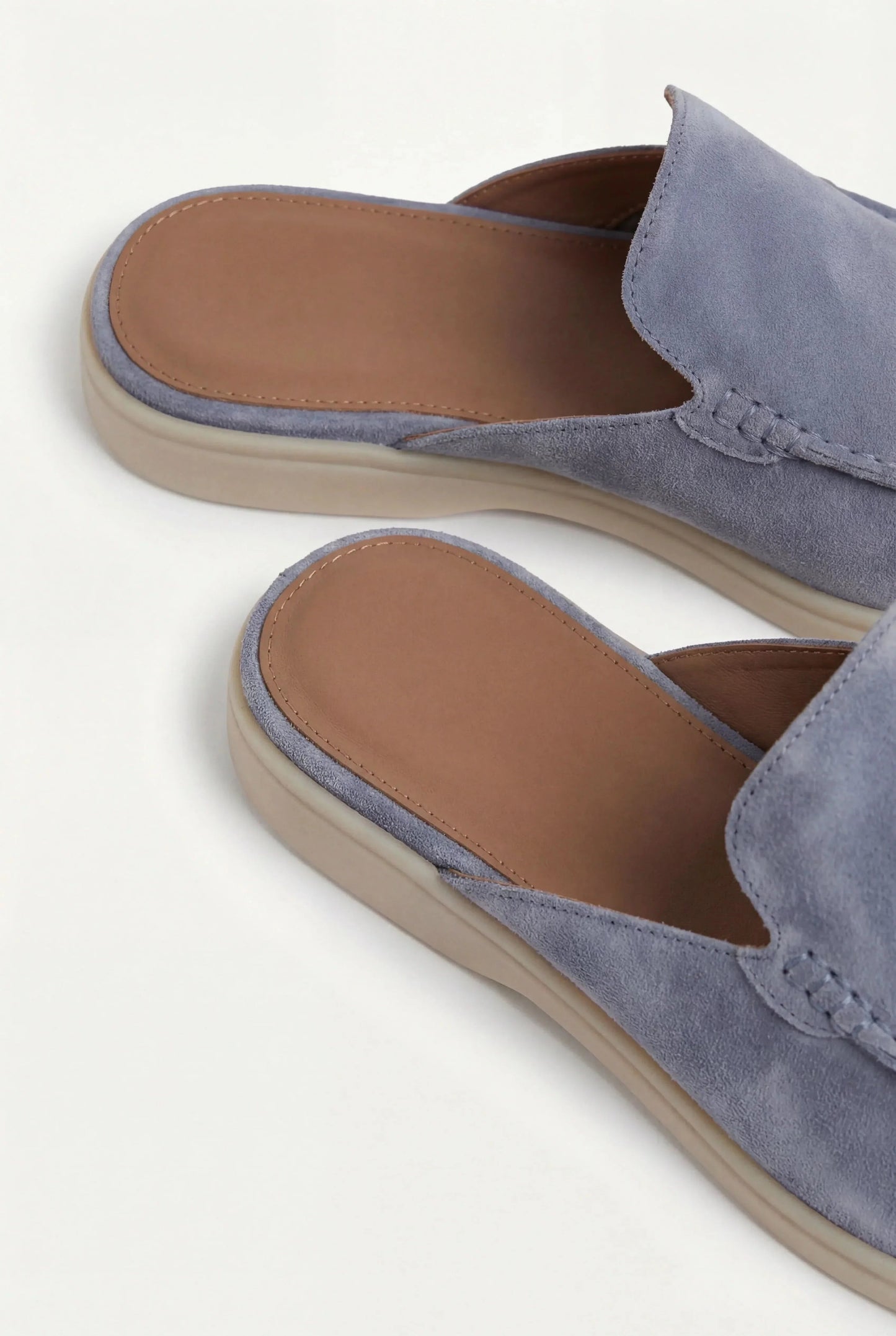 The Aurea Yacht Mule Suede Slip-on Baby Blue