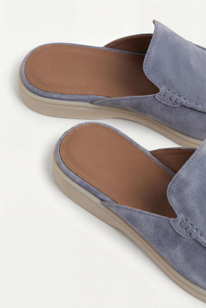 The Aurea Yacht Mule Suede Slip-on Baby Blue