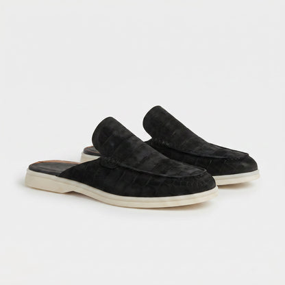 The Aurea Positano Mules de Piel con Grabado de Cocodrilo