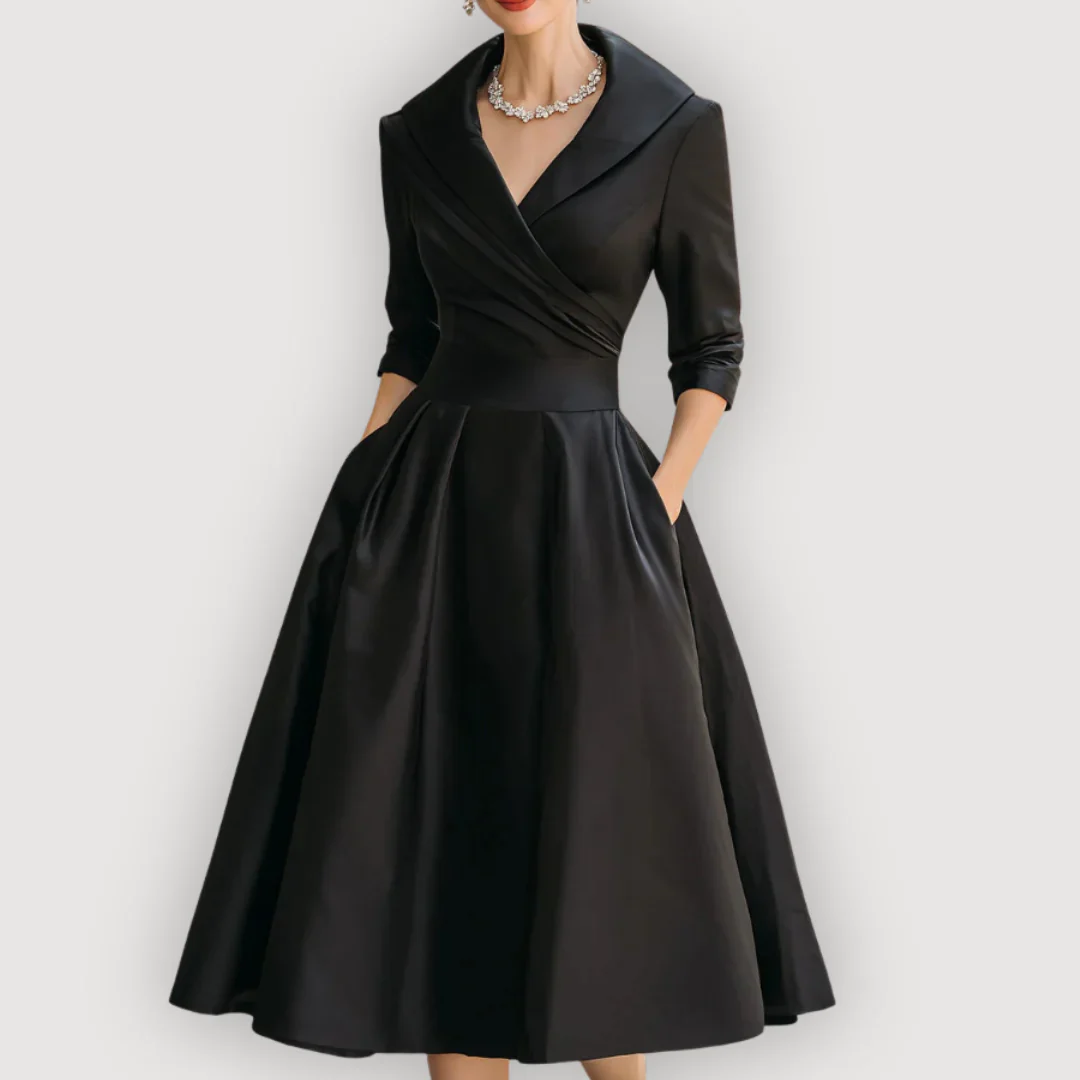 ÉVORA™┃ Vestido satinado elegante con corte clásico