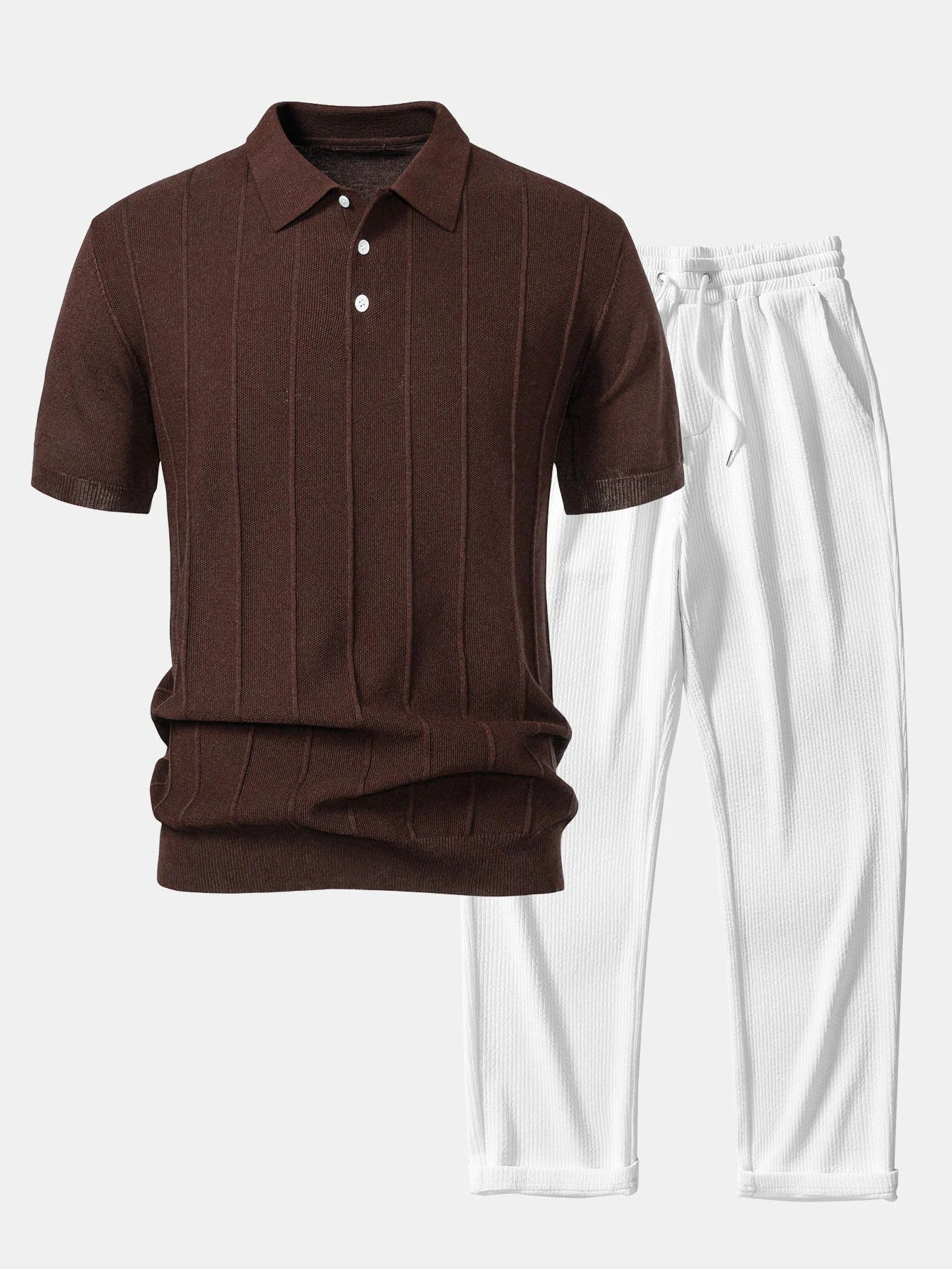 CORVANI™ |  Camisa Polo y Pantalones con Acanalado