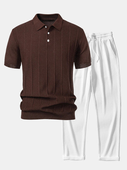 CORVANI™ |  Camisa Polo y Pantalones con Acanalado