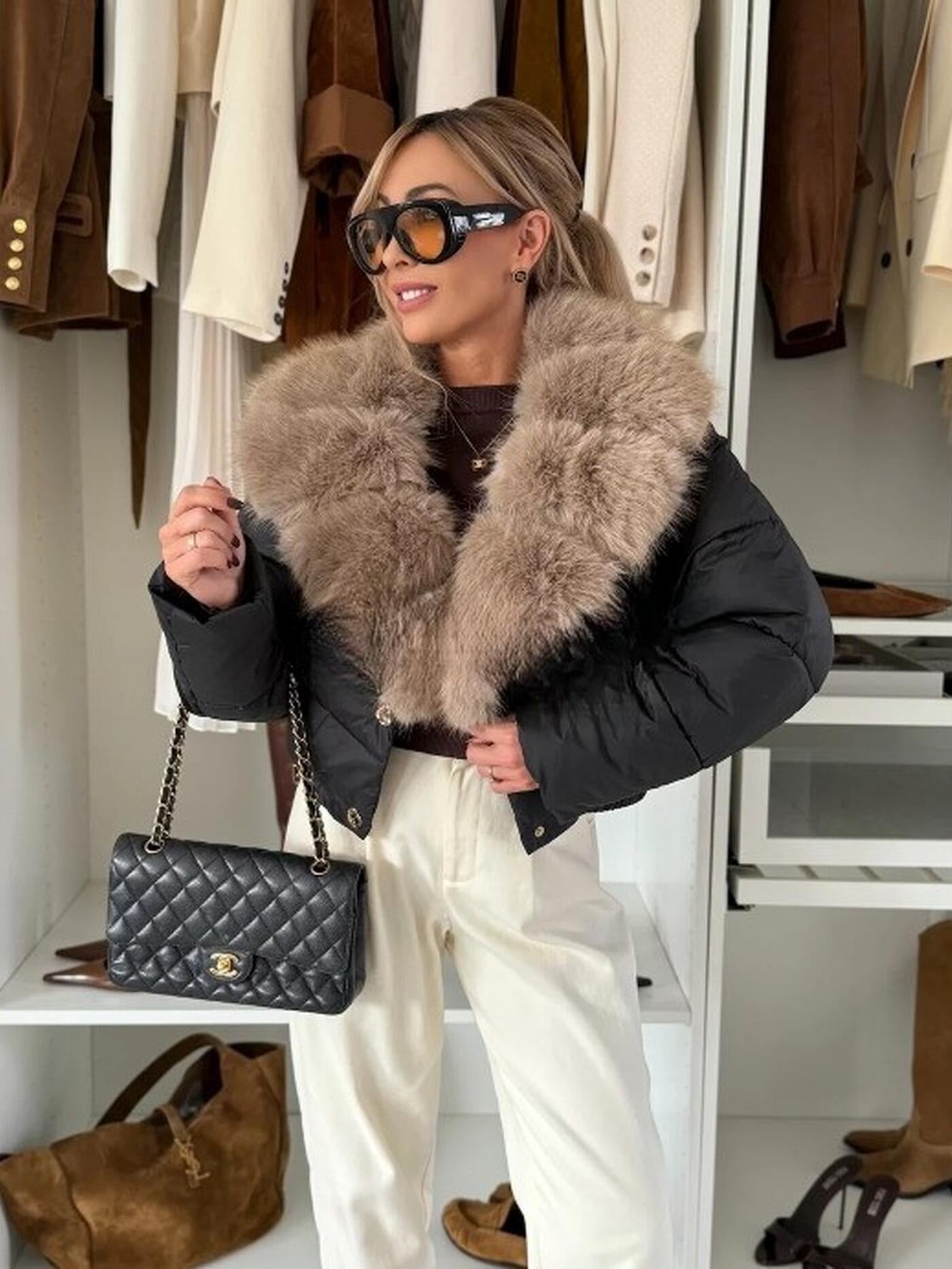 LYRA FUR™ – Abrigo corto elegante con cuello de piel sintética