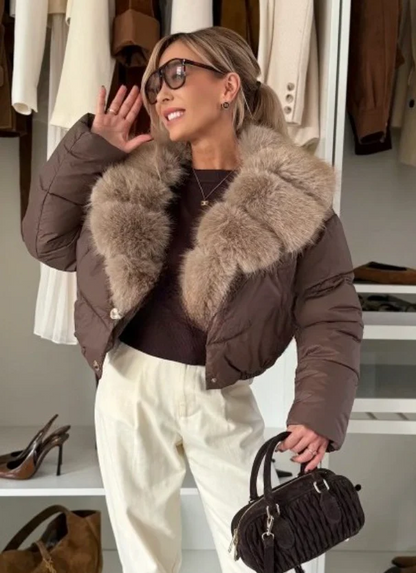 LYRA FUR™ – Abrigo corto elegante con cuello de piel sintética