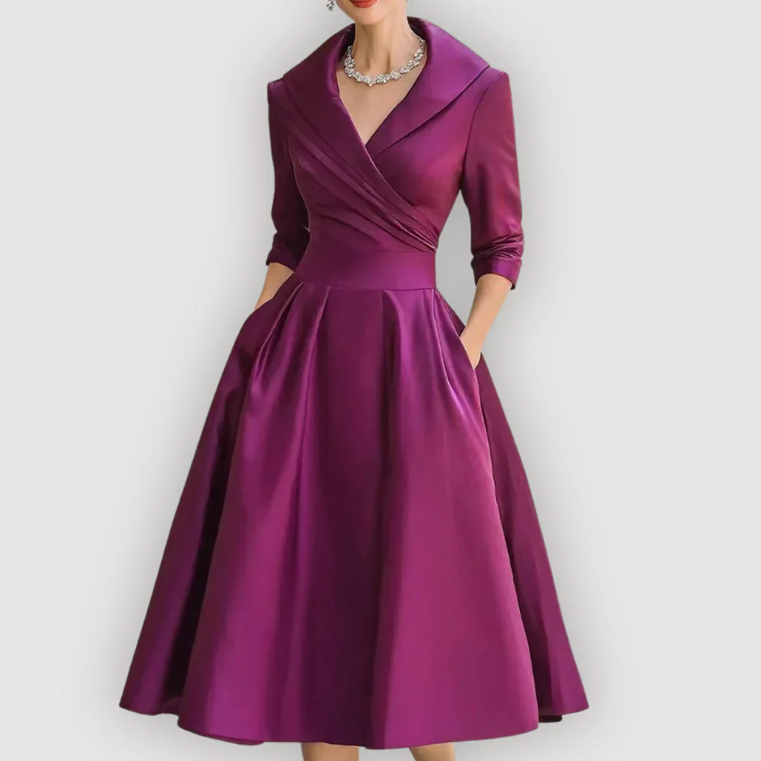 ÉVORA™┃ Vestido satinado elegante con corte clásico