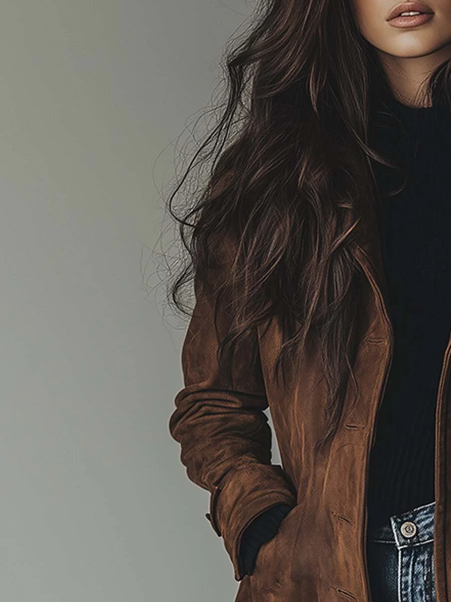 VALENZA™┃Gabardina de ante vintage