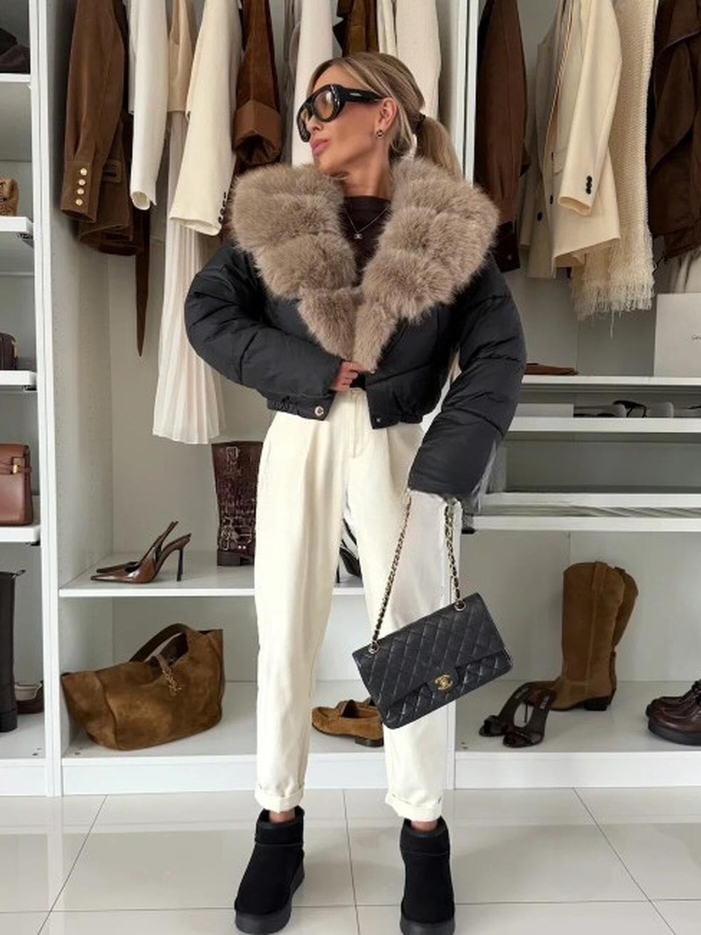 LYRA FUR™ – Abrigo corto elegante con cuello de piel sintética