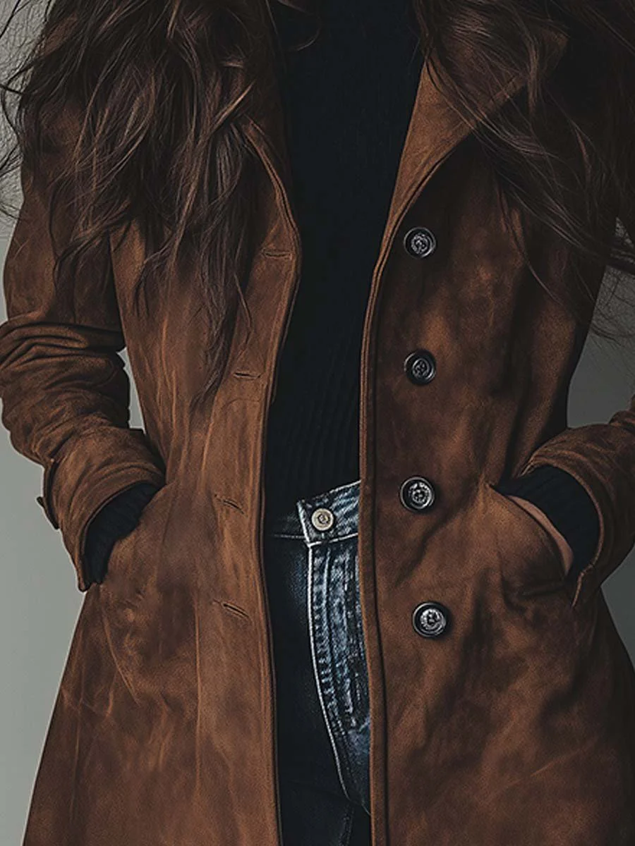 VALENZA™┃Gabardina de ante vintage