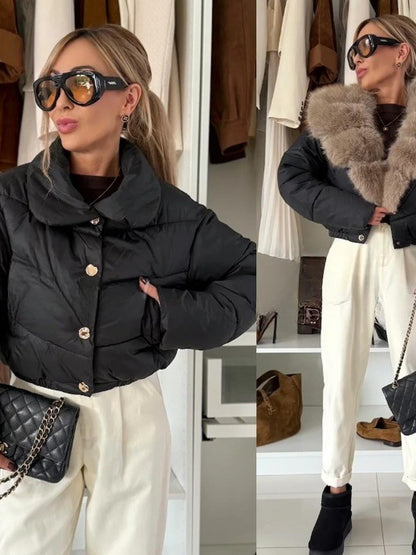 LYRA FUR™ – Abrigo corto elegante con cuello de piel sintética