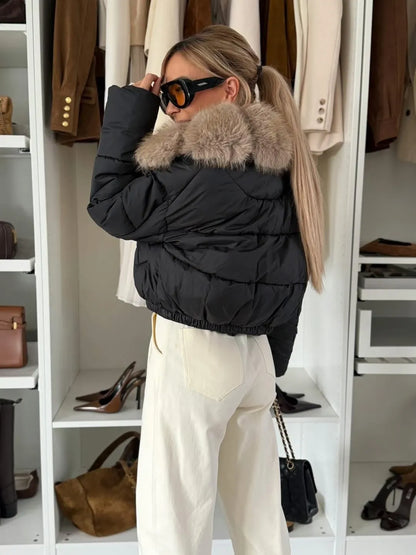 LYRA FUR™ – Abrigo corto elegante con cuello de piel sintética