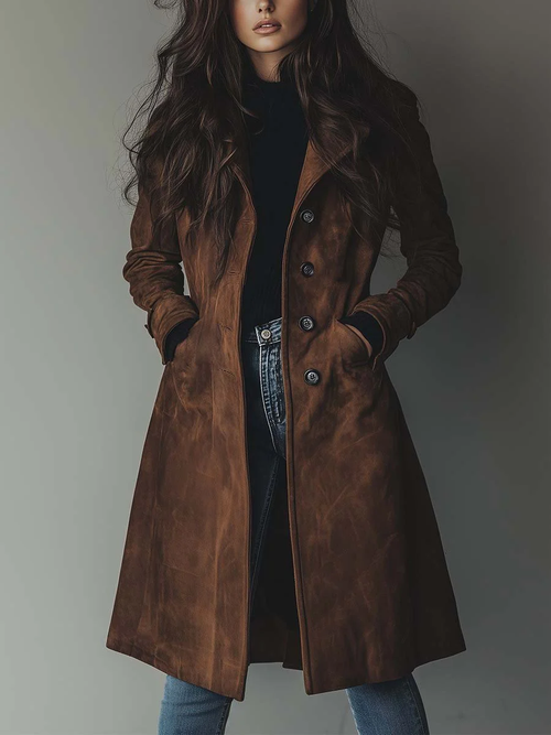 VALENZA™┃Gabardina de ante vintage