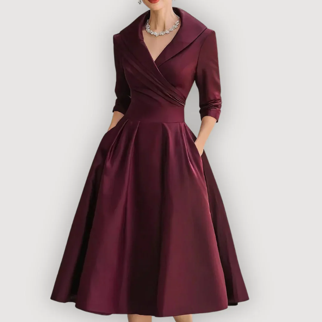 ÉVORA™┃ Vestido satinado elegante con corte clásico