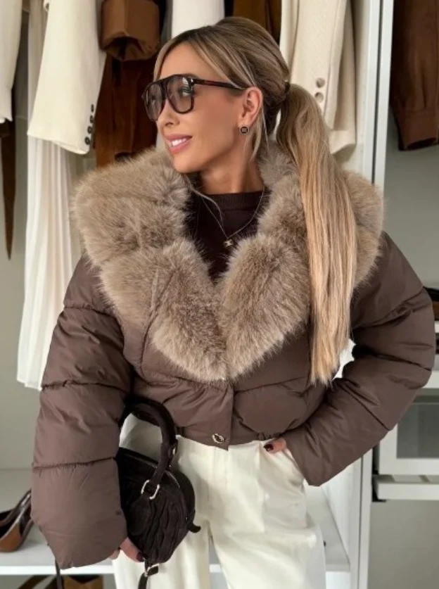 LYRA FUR™ – Abrigo corto elegante con cuello de piel sintética