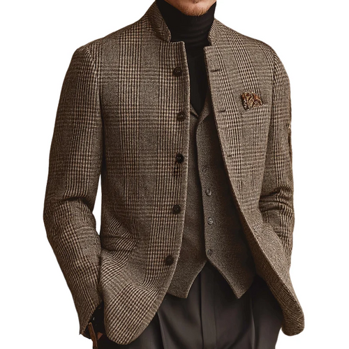 RICHMOND™ ┃ Chaqueta retro informal de tweed a cuadros con cuello alto