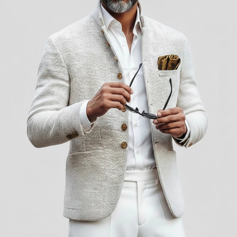 MILANO™ ┃Chaqueta informal de tweed liso con cuello alto