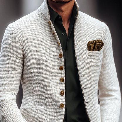 MILANO™ ┃Chaqueta informal de tweed liso con cuello alto