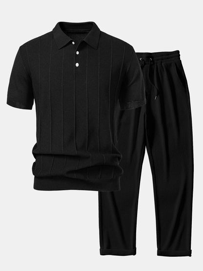 CORVANI™ |  Camisa Polo y Pantalones con Acanalado