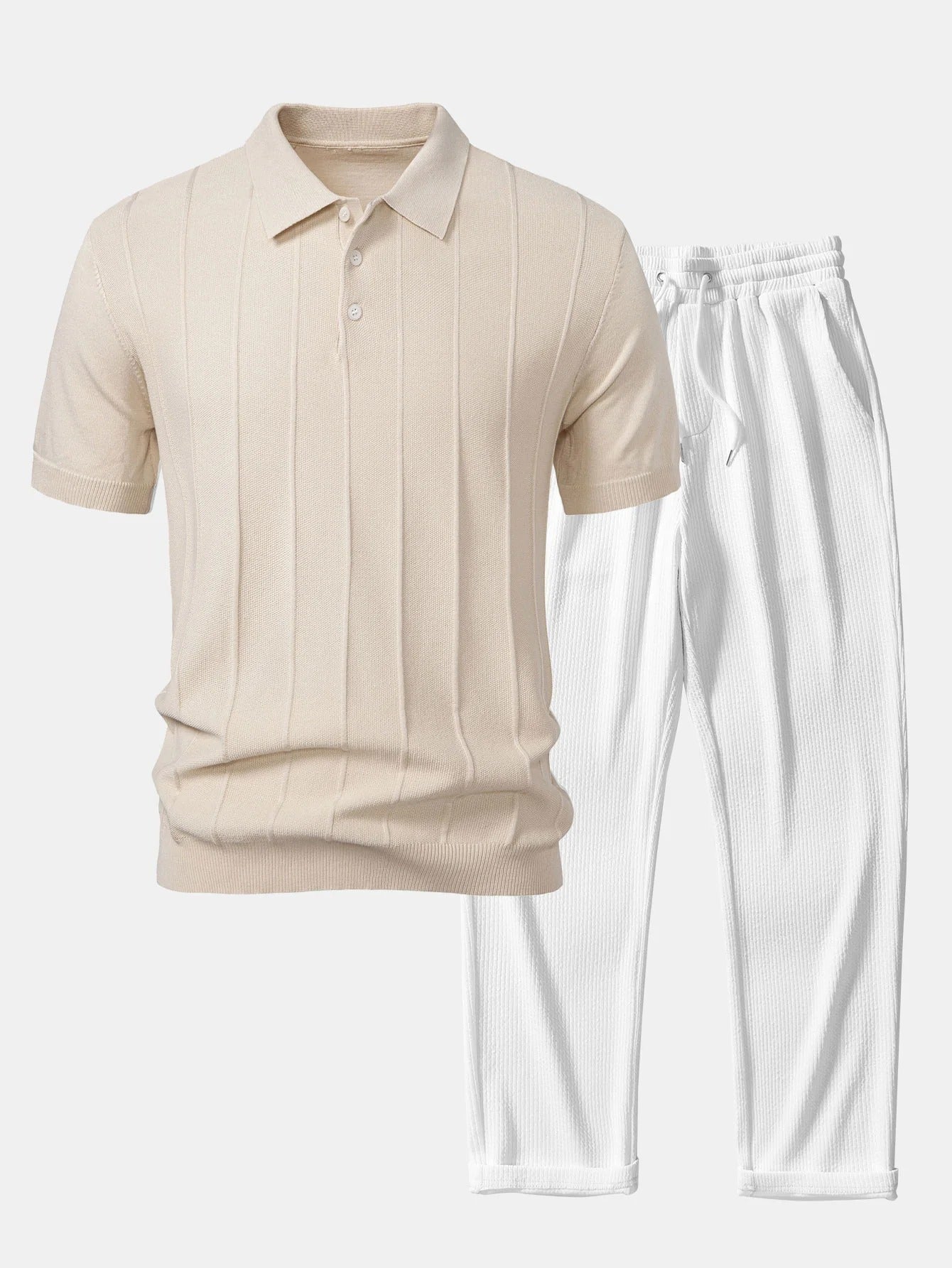 CORVANI™ |  Camisa Polo y Pantalones con Acanalado