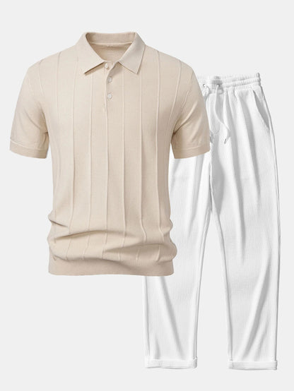 CORVANI™ |  Camisa Polo y Pantalones con Acanalado