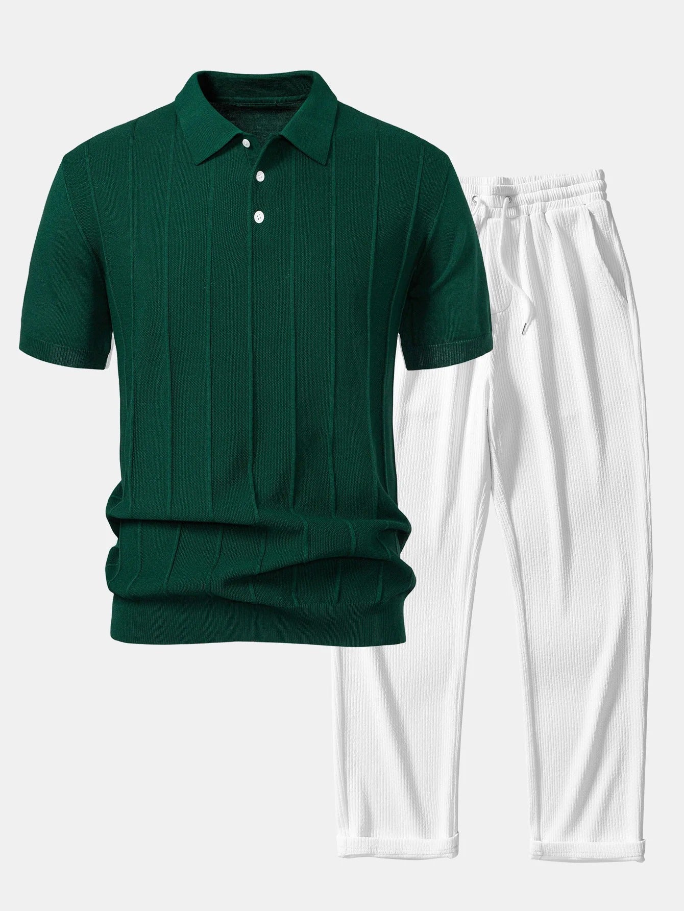 CORVANI™ |  Camisa Polo y Pantalones con Acanalado