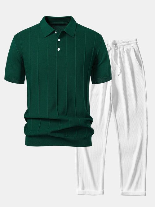 CORVANI™ |  Camisa Polo y Pantalones con Acanalado