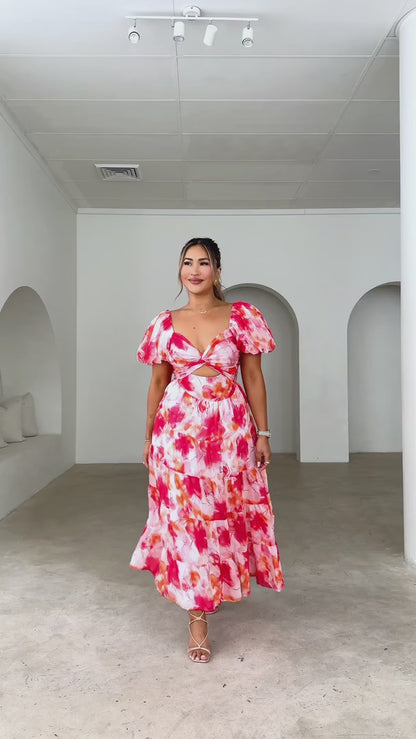 LIRAVIA™ | Vestido Largo Floral Escote Corazón